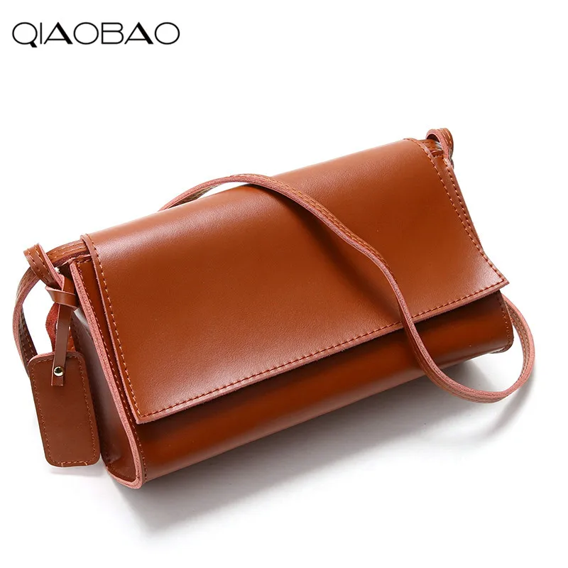 

QIAOBAO 2019 Cow Leather handbags small flap bag shoulder Messenger bag Europe and the United States fashion simple leather bag