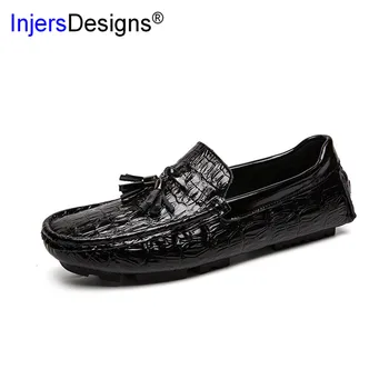 

Hot Sale Men Loafers Fashion Tassel Crocodile Embossed Men Shoes Breathable Flat Lazy Slip-On Casual Boat Shoes Men Driving Shoe