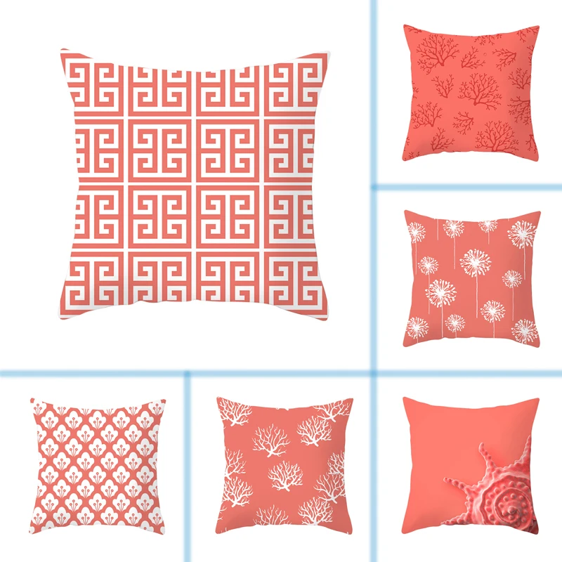 

mling 1pcs 45x45cm Coral Color Decorative Pillow Peach Skin Sofa Cushion Waist Pillow Cover Decorative Cushion Cover