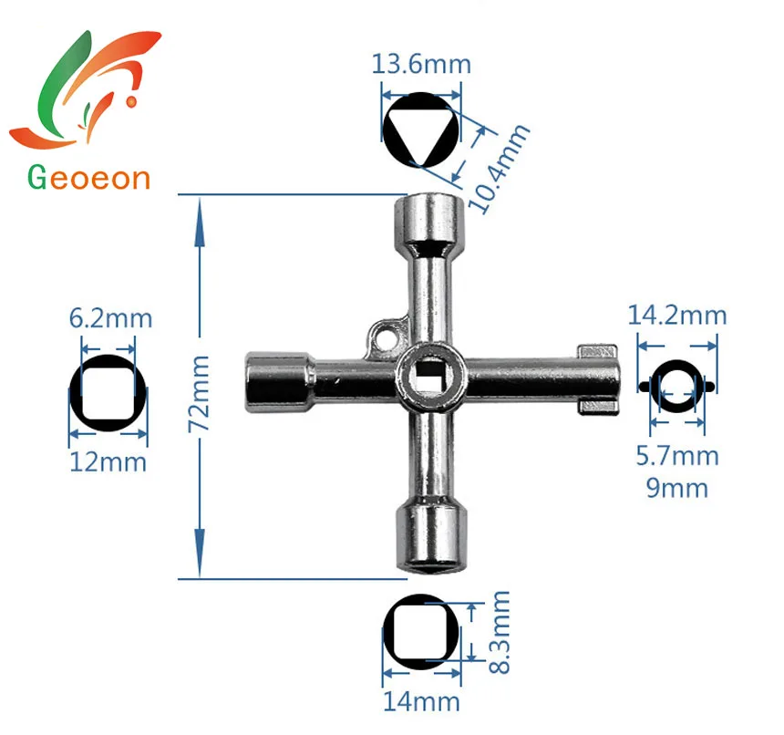 Geoeon Многофункциональный крестовый 4 в 1 ключ инструмент универсальный треугольный ключ шкафчик лифта практичный ручной ключ инструмент A52