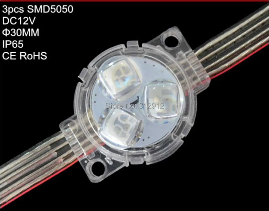 

30pcs DC12V 30mm DMX512 led pixel module;IP68 rated;0.72W;20cm wire spacing;standard dmx