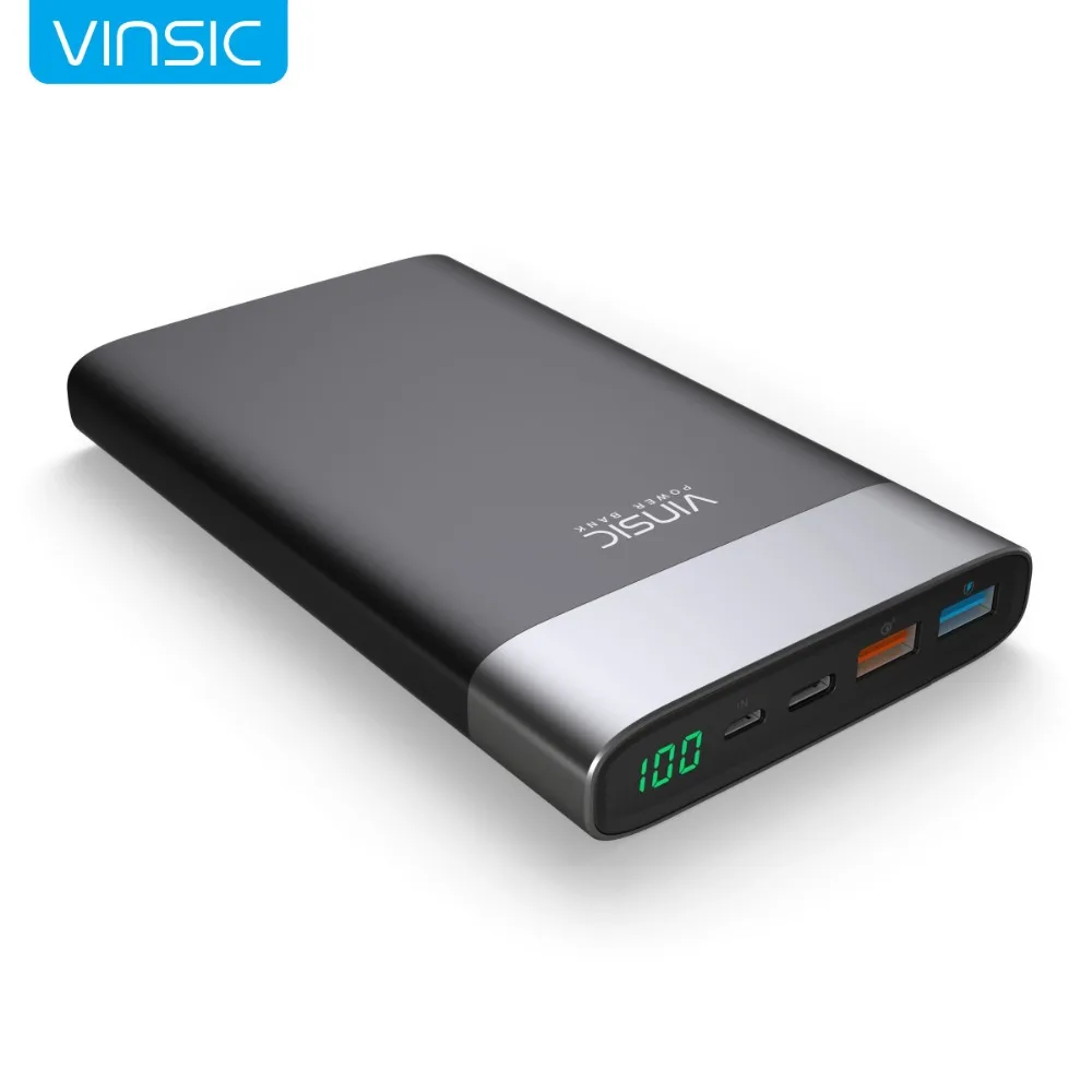 Vinsic Terminator P3 20000mAh Power Bank QC3 0 Quick Charge 3 0 2 4A Dual USB