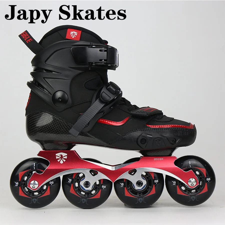 Japy Skate европейский размер 37-46 оригинальные Flying Eagle Drift 2,0 роликовые коньки и 16 Hyper Wheels Falcon роликовые коньки слалом - Цвет: Черный