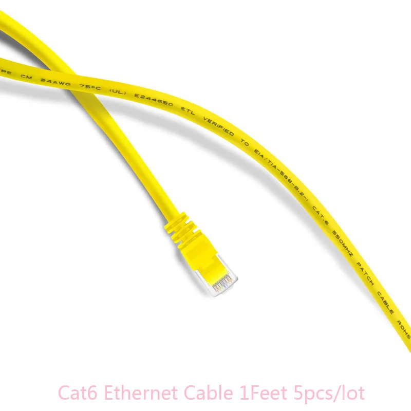 5 шт./лот высокоскоростной 1 фут 30 см желтый UTP Ethernet кабель cat6 RJ45 cordon 550 мгц с 10