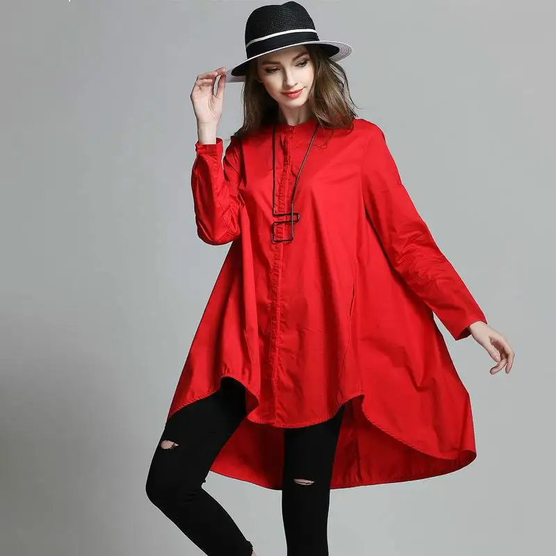 UUG размера плюс блузки женские блузки и топы Модные женские элегантные осенне-зимняя одежда с длинным рукавом 4xl 6xl - Цвет: Красный