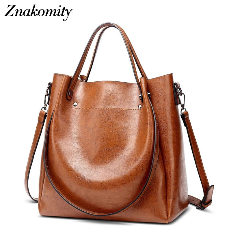

Znakomity Brown large women shoulder bag big Fashion Vintage casual Pu leather handbags ladies tote bag cross body bag simple