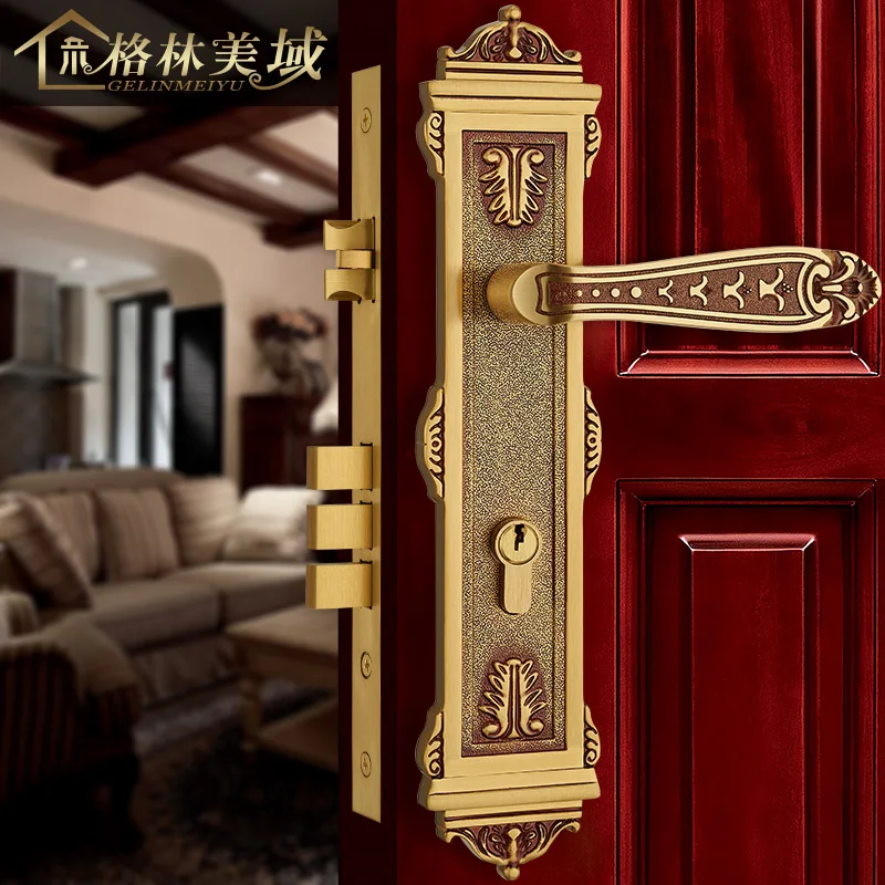 European-style copper door lock all copper room door lock interior solid wood door lock American villa door lock European-style copper door lock all copper room door lock interior solid wood door lock American villa door lock