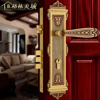 

European-style copper door lock all copper room door lock interior solid wood door lock American villa door lock
