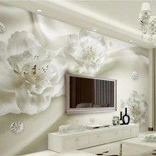 Beibehang 3D обои элегантный белый большой Шелковый цветок обои Гостиная Спальня ТВ настенные фрески обои для стен 3 d