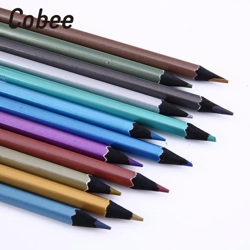 

Cobee Pro Duable Metallic Non-toxic Colored Drawing Painting Sketching Pencils 12 Colors Office School Supplies Colored Pencils