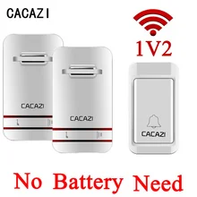CACAZI EU/US Plug-in No Battery Need Wireless DoorBell Waterproof Self Powered Door Bell With 1 Doorbells Button +2 Receivers