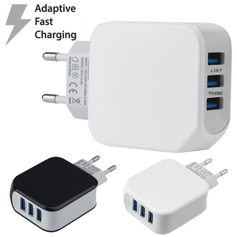 

3 Ports Universal 5V 3.4A Travel Charger Fast Charging Wall Charger EU Plug usb charger