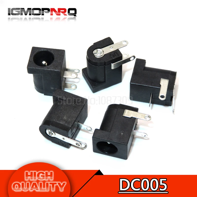 

10pcs DC-005 Black and White DC Power Jack Socket Connector DC005 5.5*2.1mm 2.1 socket Round the needle