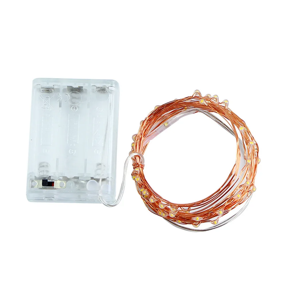 

Led String Light Strip Silver Wire Fairy Warm White Garland Home Christmas Wedding Party Decoration Powered By Battery 5m