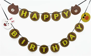 

Rilakkuma Cute Brown Bear Banner bunting pennant Baby Shower Birthday Party Decorations Kids Event Party Supplies