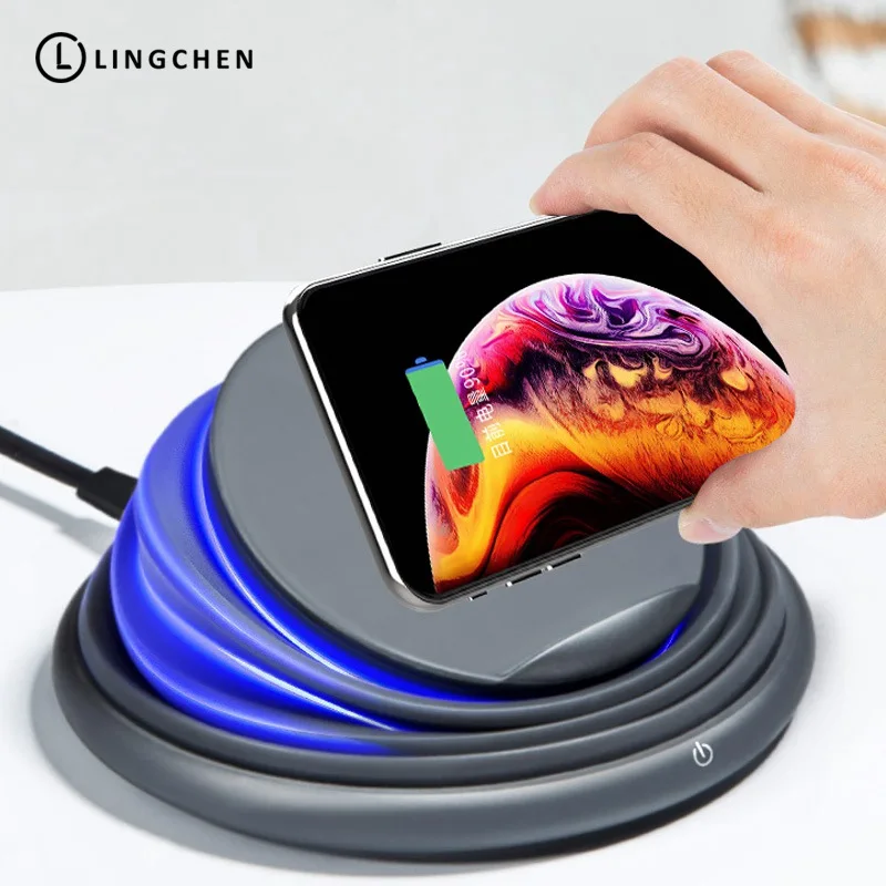 

LIGNCHEN LED Light 10W Qi Wireless Charger for Samsung S8 S9/S9+ Note 9 8 Fast Wireless Charging for iPhone X XS Max XR 8 Plus