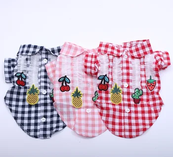 

Dog Pet Clothes Shirt Dress Shirt Plaid&Fruits Design Cat Puppy T-shirt Summer Clothes Apparel 3 Colours