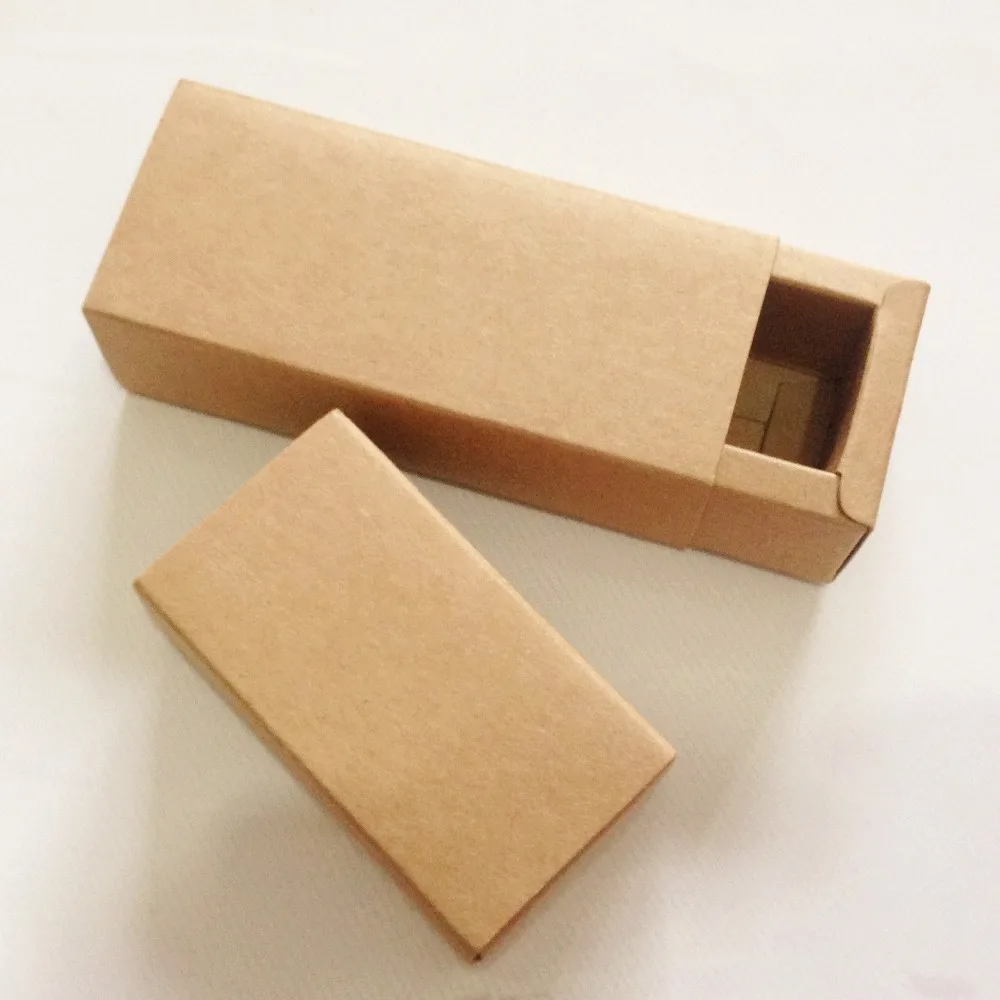 

20pcs Brown Kraft Paper Gifts Drawer Box Handmade Soap\Lipstick\Jewelry\Macarons Packaging Paper Rectangular Box 2 Size