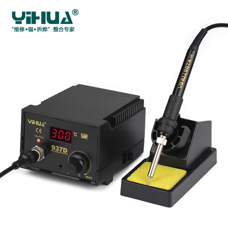 YIHUA 937D высокое качество 110 В/220 В 45 Вт контроль температуры Цифровая паяльная станция паяльные станции подключаемый пистолет горячего воздуха