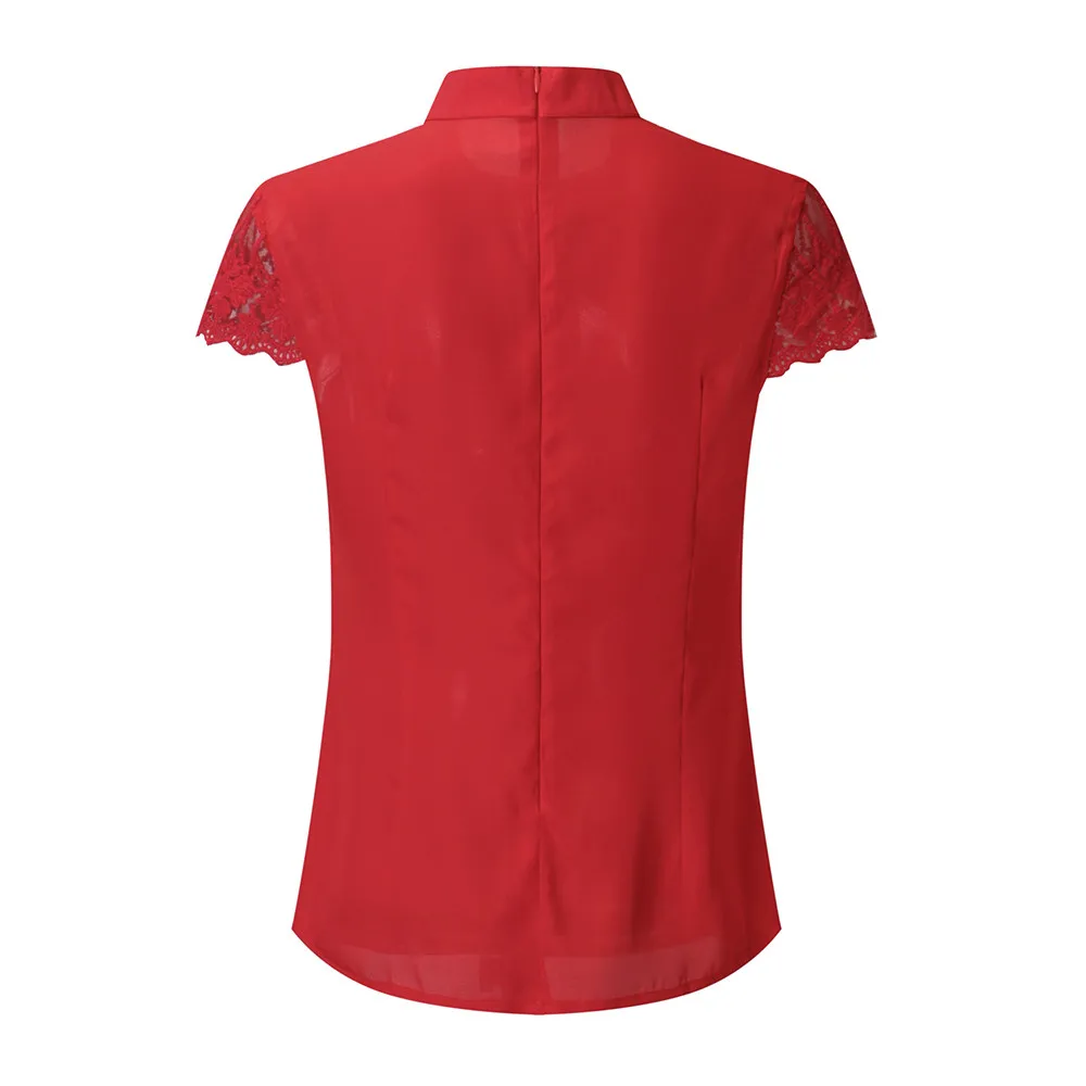 Блузки 5XL размера плюс, женская блузка, сексуальная шифоновая белая рубашка, повседневная, с коротким рукавом, с кружевами, укороченный топ, блузка, рубашки 7 L2