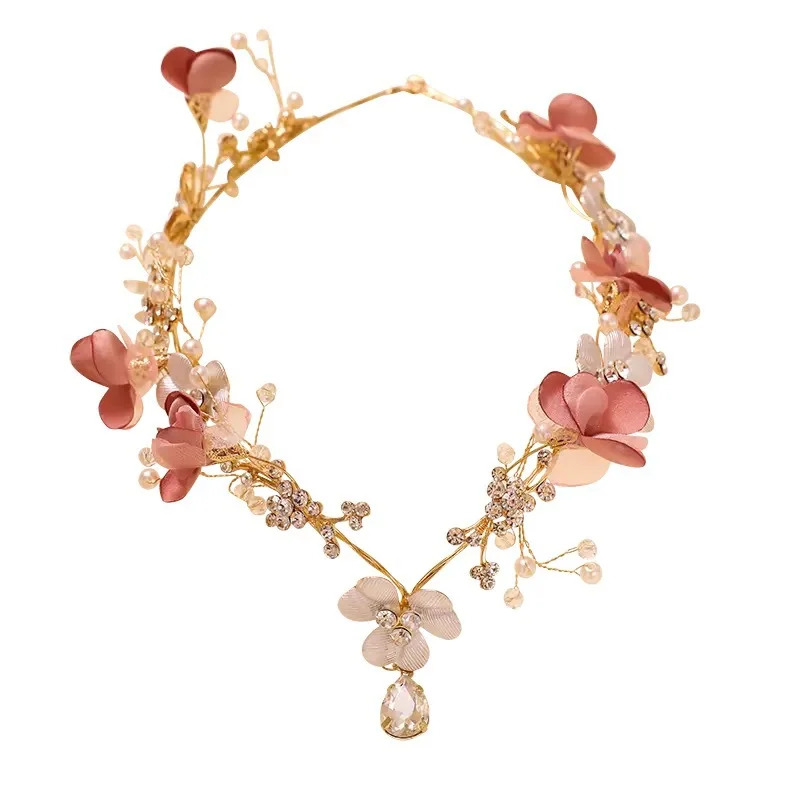 

Pink Pretty Bridal Headwear 2019 Forehead Wedding Accessories Hair Headband Rhinestone Pearl Crystal Bridal Headpiece