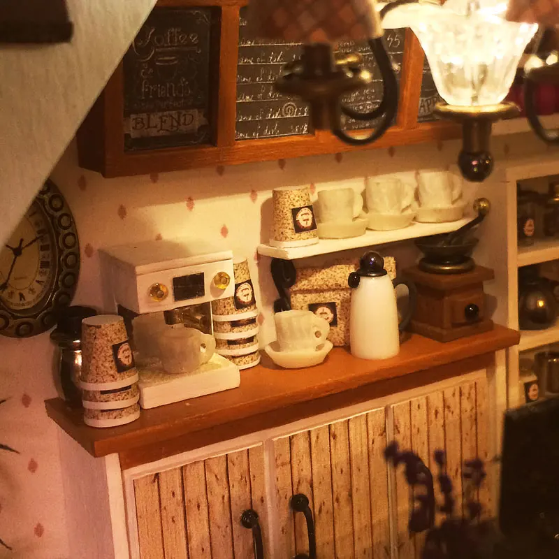  iiE Create Doll House Diy Wooden Dollhouse Fashion Coffee Shop Store Three Layer with Bedroom Minia - 32855229239