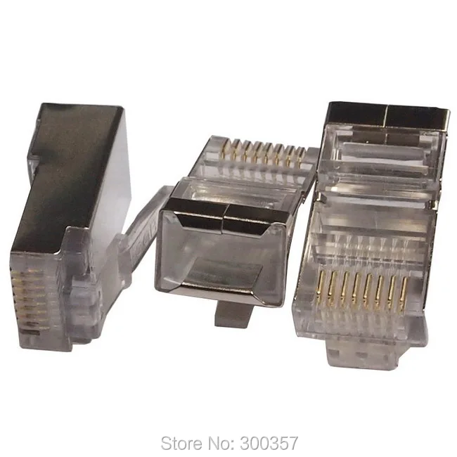 

100Pcs/lot Metal Shield RJ45 RJ-45 8P8C Network CAT5E Modular Plug Connector