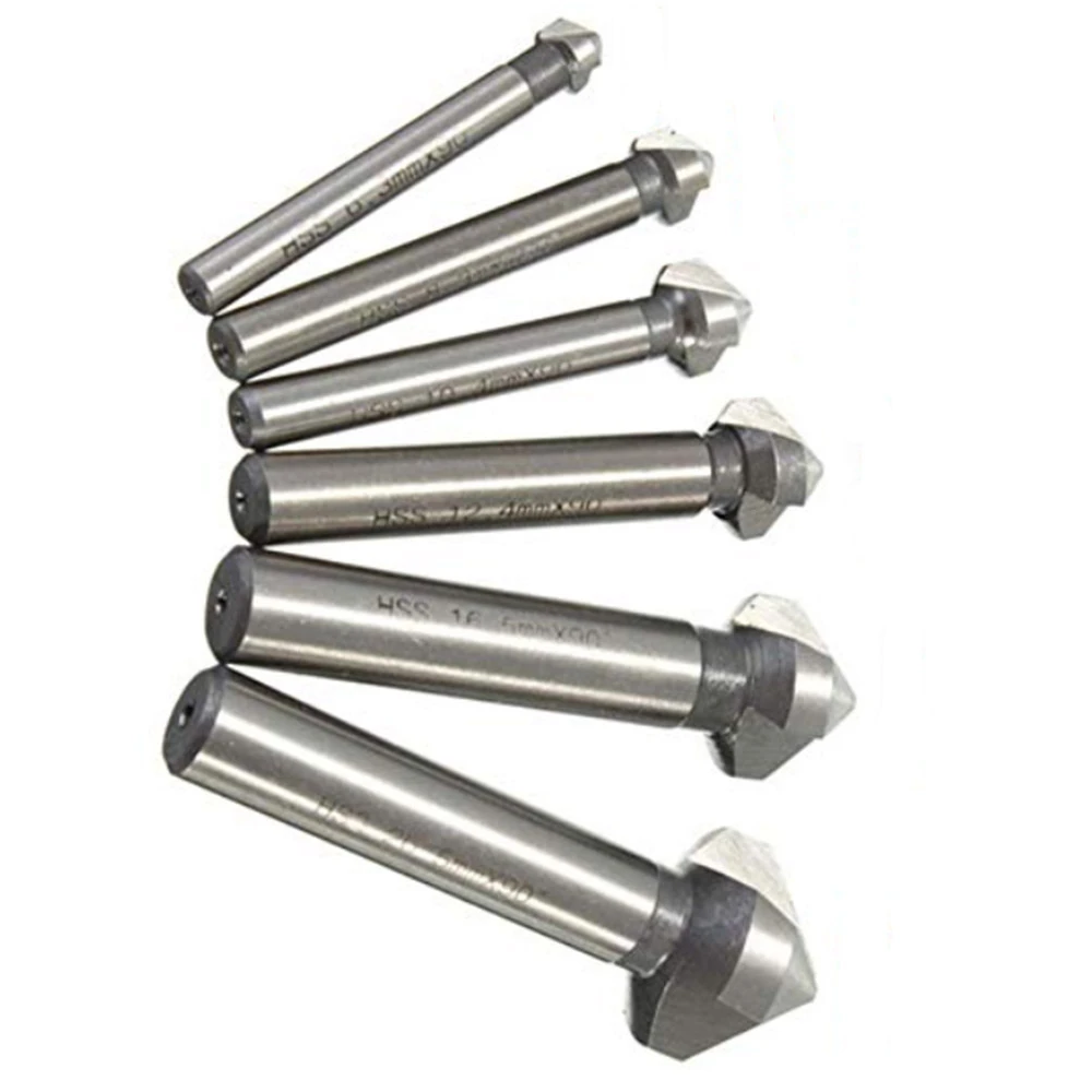 Hole Diameter: 6.3mm Drill Bits 6.3/8.3/10.4/12.4/16.5/20.5mm Woodworking Tool 90 Degrees HSS Countersink Drill Bit Chamfer Drills Hole Diameter: 6.3mm Drill Bits 6.3/8.3/10.4/12.4/16.5/20.5mm Woodworking Tool 90 Degrees HSS Countersink Drill Bit Chamfer Drills