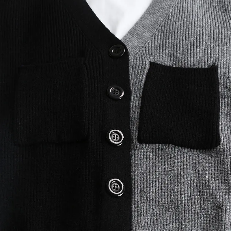 XITAO Асимметричный хит цвет вязаный свитер женский Корея Мода однобортный кардиганы геометрический подол пэчворк WLD2392