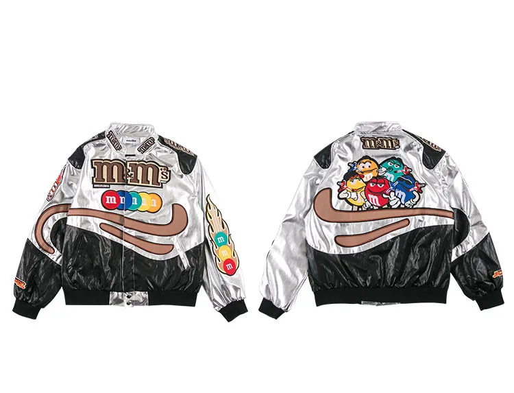 Fashion Spring Women Faux Leather Jacket Cartoon Embroidery Motorcycle jacket coat Ladies Streetwear PU Leather Jackets