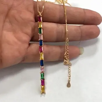 

GODKI Luxury Multicolor Stick Stackable Pendant Necklace Beautiful Full Cubic Zircon Fashion Charm Women Party Jewelry Gift 2019