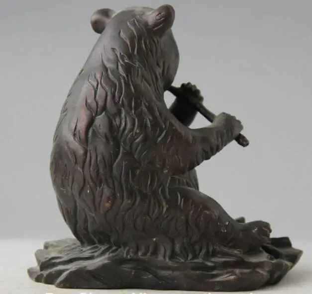 

S1404 6" Chinese Bronze Gild Ailuropoda melanoleuca giant panda bear cat Bamboo Statue discount 30% (C0324)