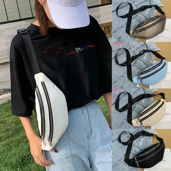 

Unisex Fashion Double Zipper waist bag solid Vintage wild Leather Shoulder Crossbody Bag Chest Bags sac banane femme brusttasche