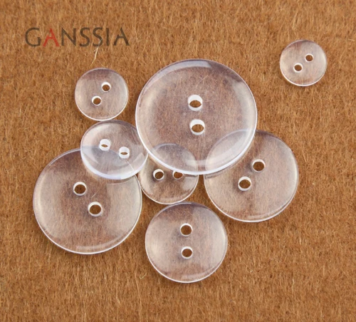 

30-100pcs Clear resin 2 holes Button Scrapbooking Round Button Lucency Costura botones bottoni botoes(SS-65)