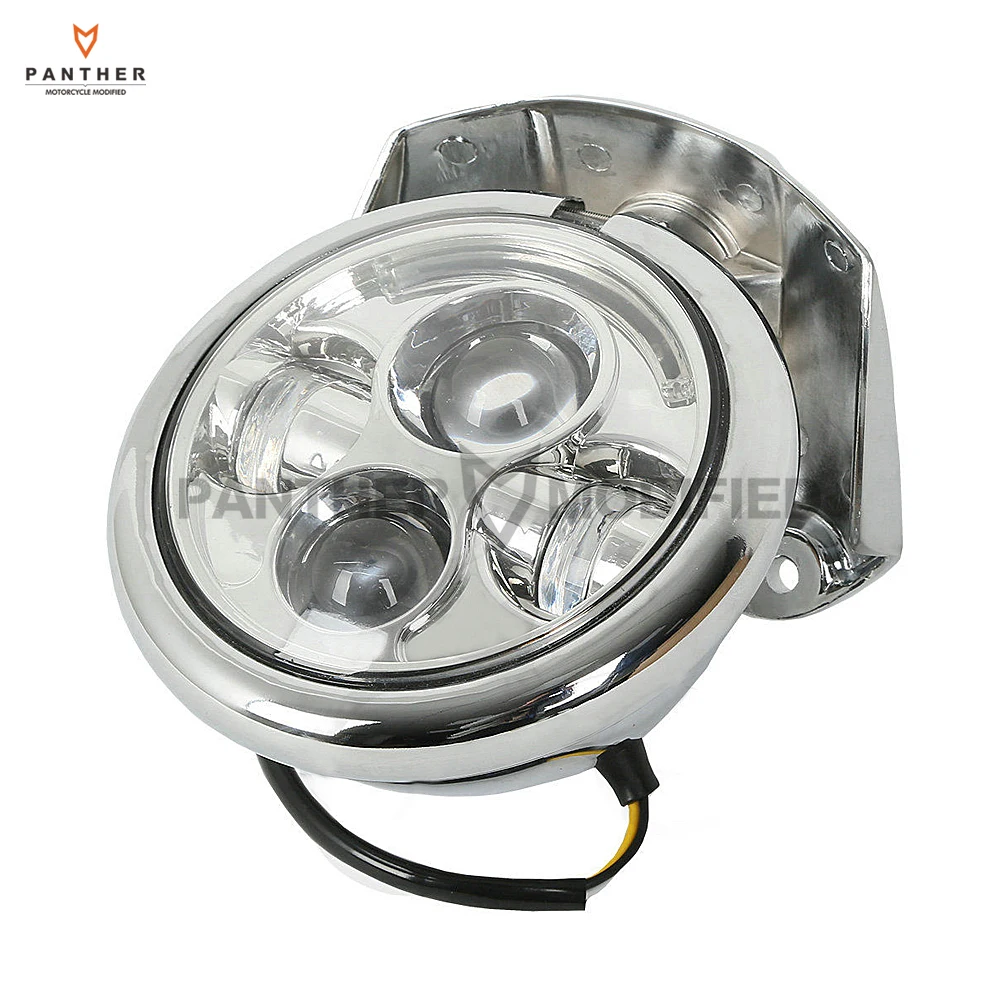 

5-3/4" Chrome Motorcycle LED Headlight Visor Bracket Kit case for Harley Sportster XL883 XL1200 XL 883 1200