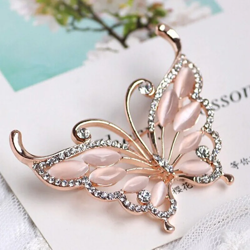 

Blucome Gold color Butterfly Brooches Pins Accessories Fashion Women Rhinestone Brooch pins Best Bridal Jewelry Party Gifts