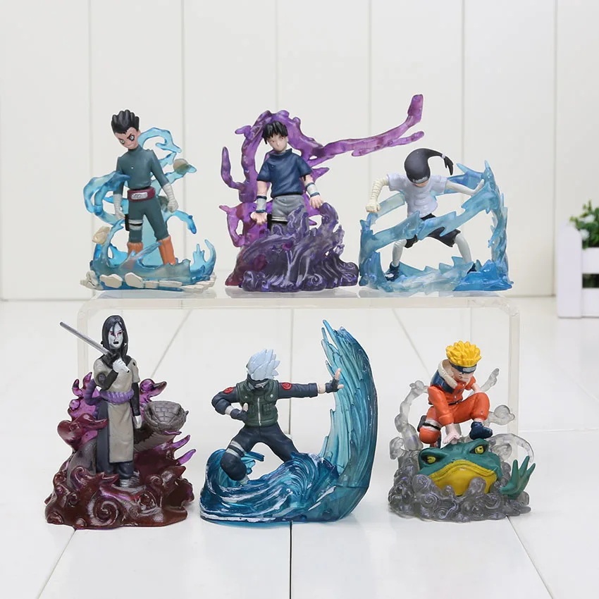 Экшн фигурки из Наруто 6 шт./компл. Sasuke Orochimaru Kakashi Itachi Neji Jiraiya ПВХ игрушечные модели