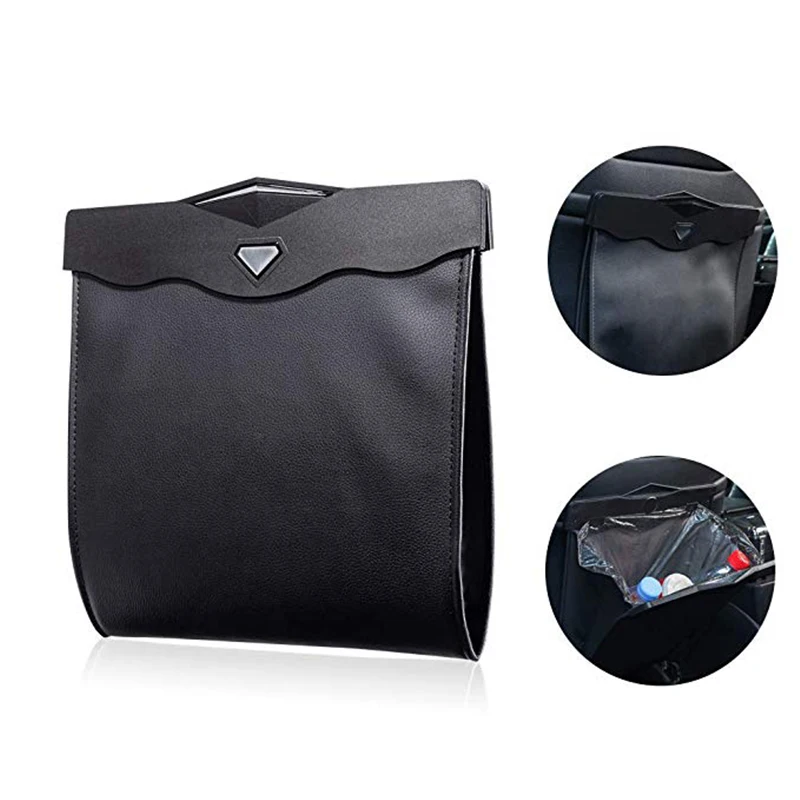 

Car Trash Can Hanging Collapsible Waterproof Leakproof Reusable Auto Garbage Bag Litter Bag Portable Garbage Cans KB012