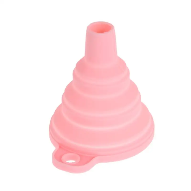 Переносной Складной Мини силиконовая воронка Хоппер кухонный наполнитель бутылок инструмент - Цвет: Pink