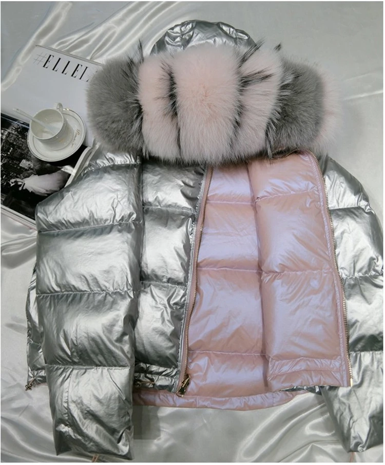 Пуховое пальто с капюшоном и большим меховым воротником, зимняя Толстая теплая Женская пуховая куртка с утиным пухом, Двустороннее пальто, 90%, пуховое пальто