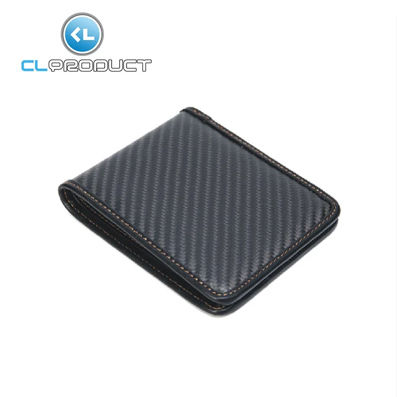 Carbon Fiber wallet organizer Genuine Leather Horizontal design with