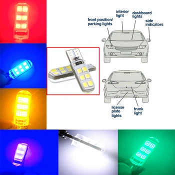 

10 pieces. Car LED T10 w5w LED diode lamp 194 w5w Canbus 6SMD 5730 T10 silicone LED light without errors brake light, tail light