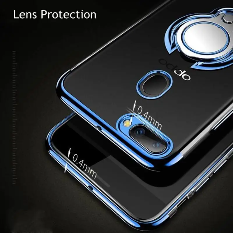 Магнитный чехол с металлическим кольцом для OPPO R17 pro R9 R9s R11 R11s plus прозрачный