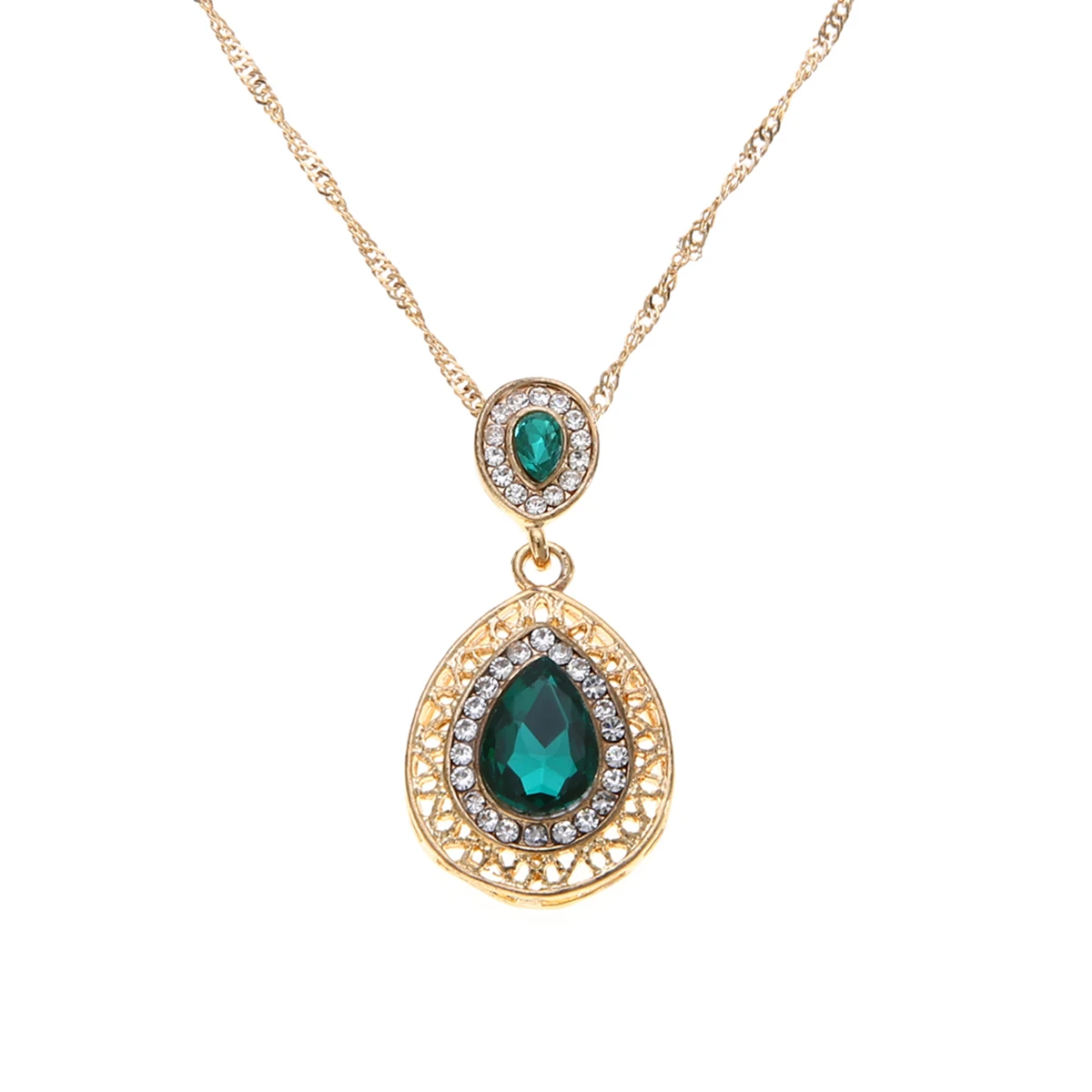 Fashion Wedding Bridal Jewelry Sets Rhinestone Austrian Crystal Jewelry Set Necklace Earrings Pendant Set Vintage Accessories
