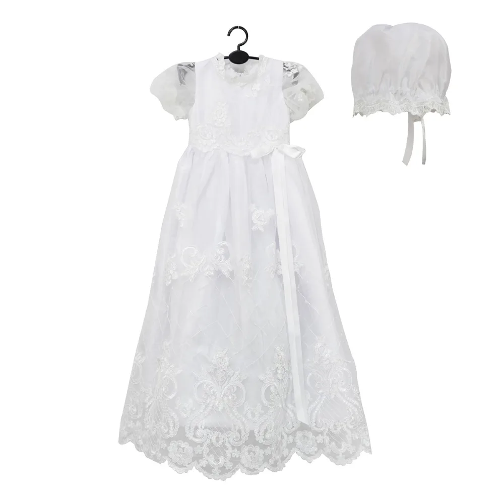 2016 Advanced Lace White christening dress with hats ,Elegant newborn
