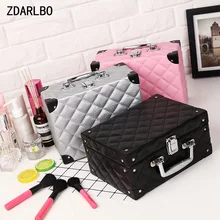 High Quality Women Cosmetic font b Case b font Plaid Make Up font b Bag b