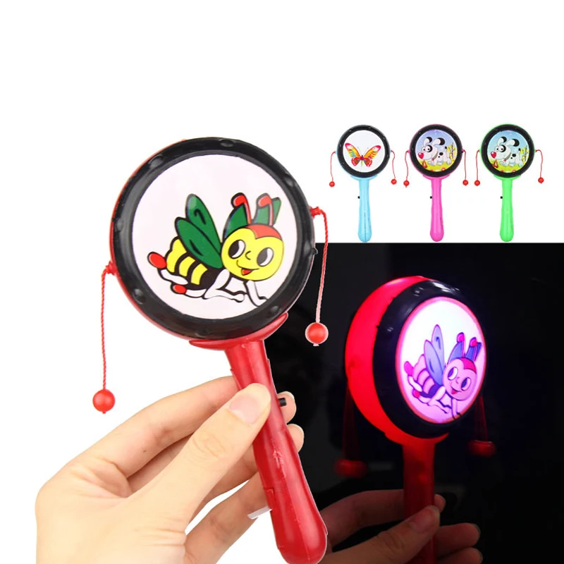 1PCS Cute Baby Rattle Toys Shaking Flashing Animal Handbells Newborn
