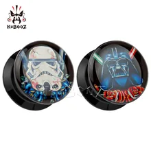 KUBOOZ акриловый Винт ушные измерители пирсинг пробки туннели индивидуальные звездные войны логотип изображение ювелирные изделия с расширителем для тела модный подарок 2 шт