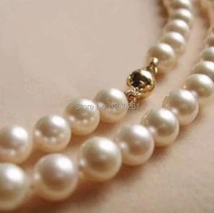 

Perfect AAA+ 9-10MM White Freshwater Pearl Shell Necklace Rope Chain Beads Jewelry Making Natural Stone 18inch (Minimum Order1)
