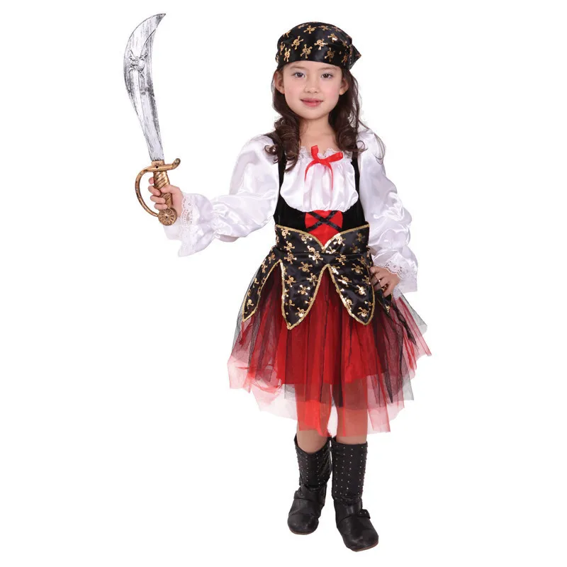 Halloween Cosplay Girls Pirate Costumes Child Carnival Party Outfit Fancy Dress